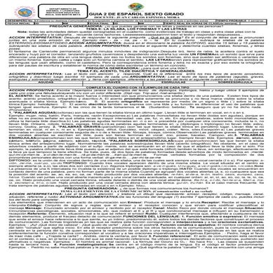 Guia 2 de español 6º