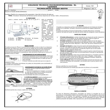 Guia 2 informatica partes internas del computador grado sexto