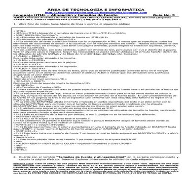 Guia 3 de html   alineacion y tamaños de fuente