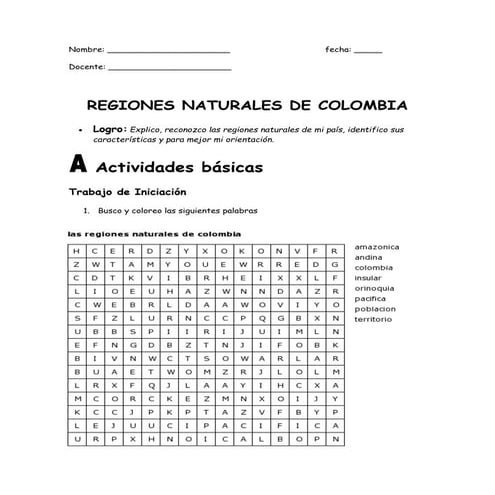Guia 3 regiones naturales  de colombia