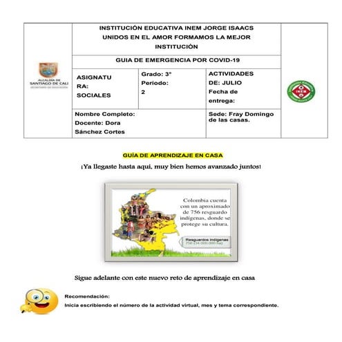 Guia 3 sociales periodo ii  grado 3°2021  