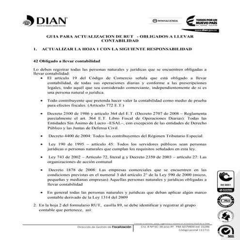Guia Actualizacion RUT / Contabilidad Normas Internacionales