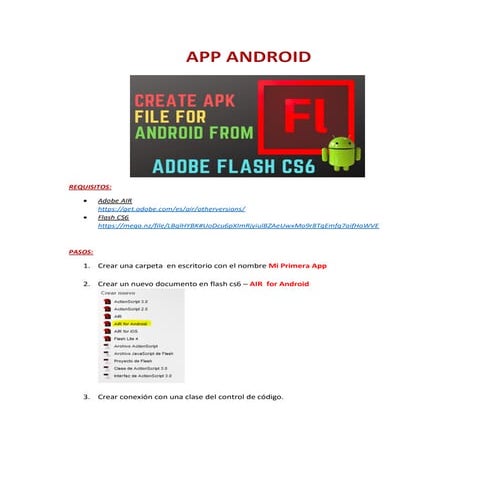 Guia: crear app android flash cs6 - 2020 | PDF