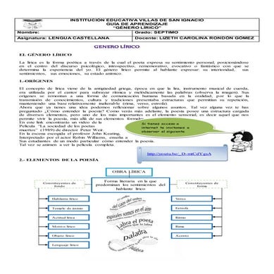 Guia aprendizaje genero lirico