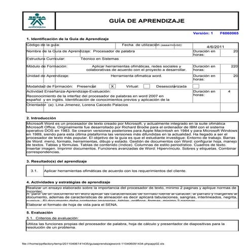 Guia aprendizaje word