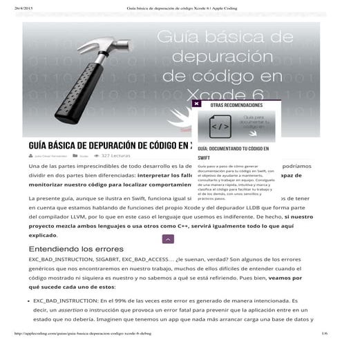 Guía básica de depuración de código xcode 6   apple coding