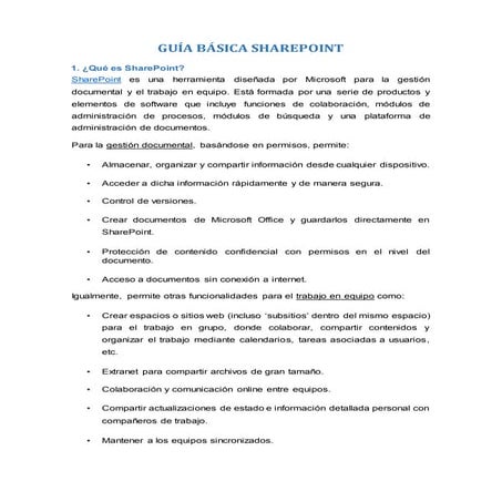 Guia paso a paso de Sharepoint en microsoft 365 | PDF