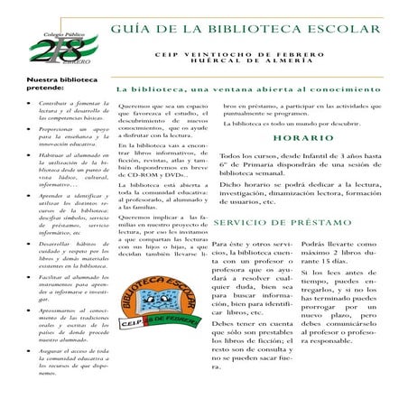 Guia biblioteca escolar ceip veintiocho de febrero.huercal de almeria