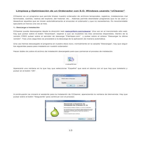 Guia de Instalacion y uso de cCleaner | PDF
