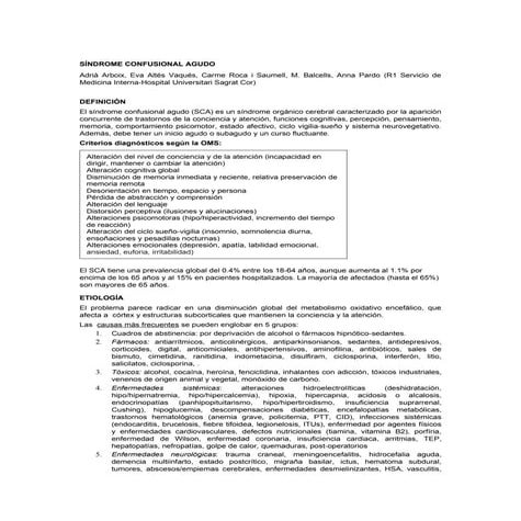 Guia de actuación 2012: Síndrome confusional agudo