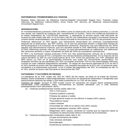 Guia de actuación 2012: Tromboembolismo pulmonar