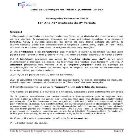 Guia de Correcção do Teste 1 Fevereiro | PDF