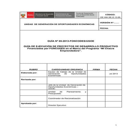 Guia de ejecucion de proyectos productivos foncodes 2013