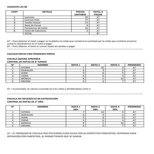 Guia de ejercicios basicos de Excel (completo) | PDF
