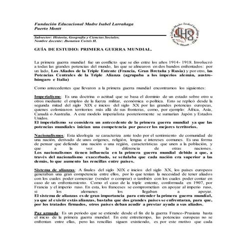 Guia de estudios primera guerra mundial