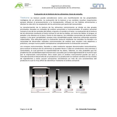 Evaluación de la textura de los alimentos