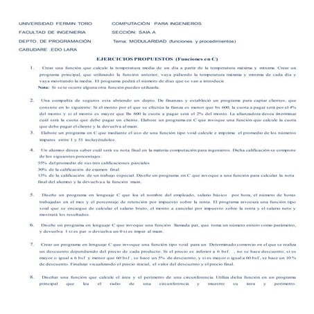 Ejercicios propuestos II