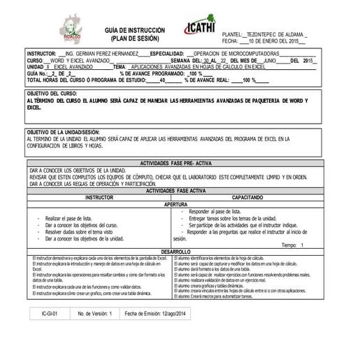 Guia de instruccion excel unidad ii