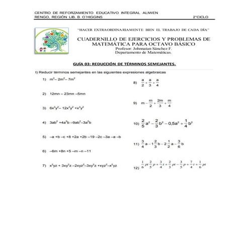 Guia de matematicas 8 basico | DOCX