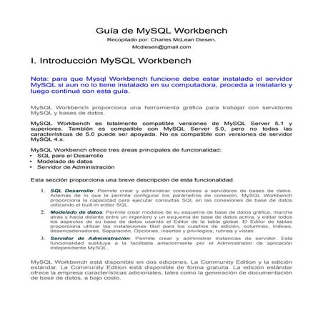 Crear y Eliminar Bases de datos en MySQL Workbench | PDF