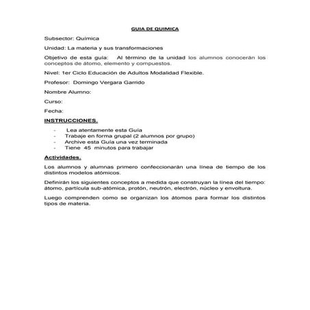 Guia de quimica 1º em