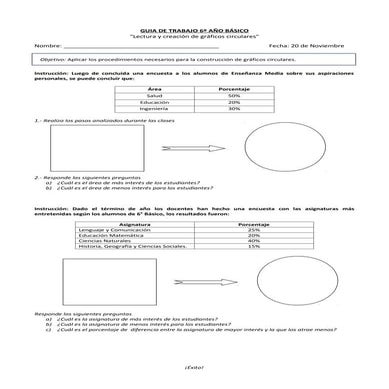 Guia de trabajo 6º año básico   graficos circulares