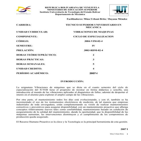 GUIA SOBRE VIBRACIONES DE MÁQUINAS