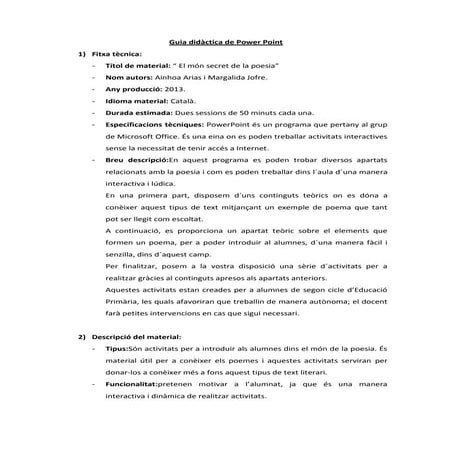 Guia didàctica: El món secret de la poesia