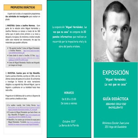 Guia didáctica  bachillerato.   Exposición Miguel Hernández