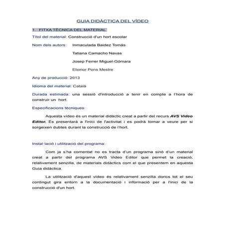 Guia didàctica del vídeo