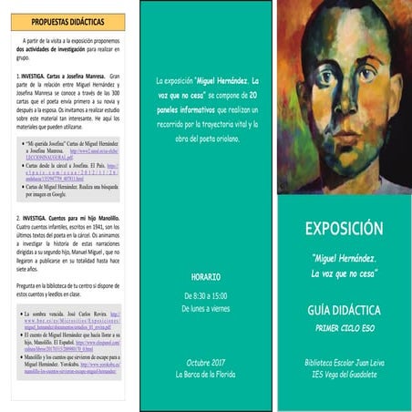 Guía Didáctica Exposición Miguel Hernández. Primer ciclo ESO