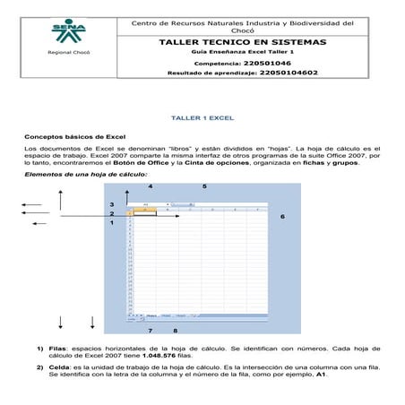 Guia enseñanza taller 1 Microsoft Exel