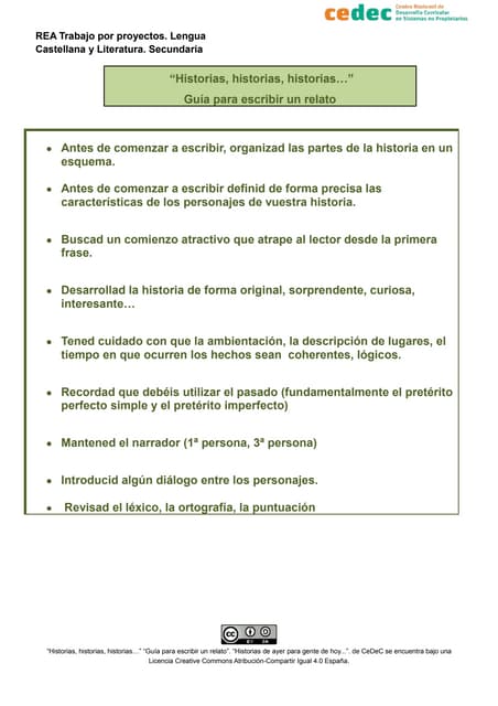 Guía para escribir un relato