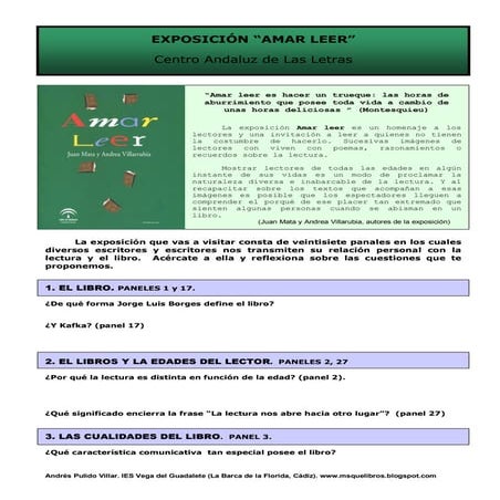 Guia exposición Amar Leer. Centro Andaluz de las Letras.