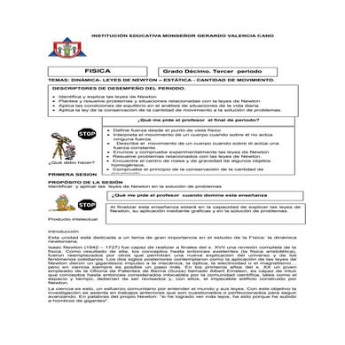 Guia fisica decimo. leyes de newton