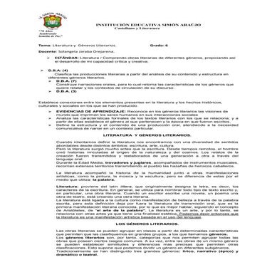 Guia generos liteararios edith y solangela