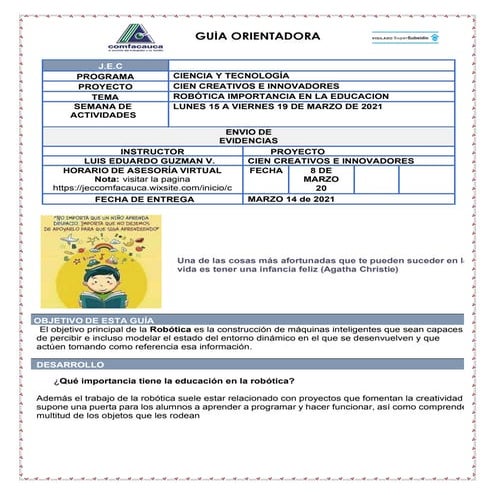 Guia  importancia de la robotica en la educacion