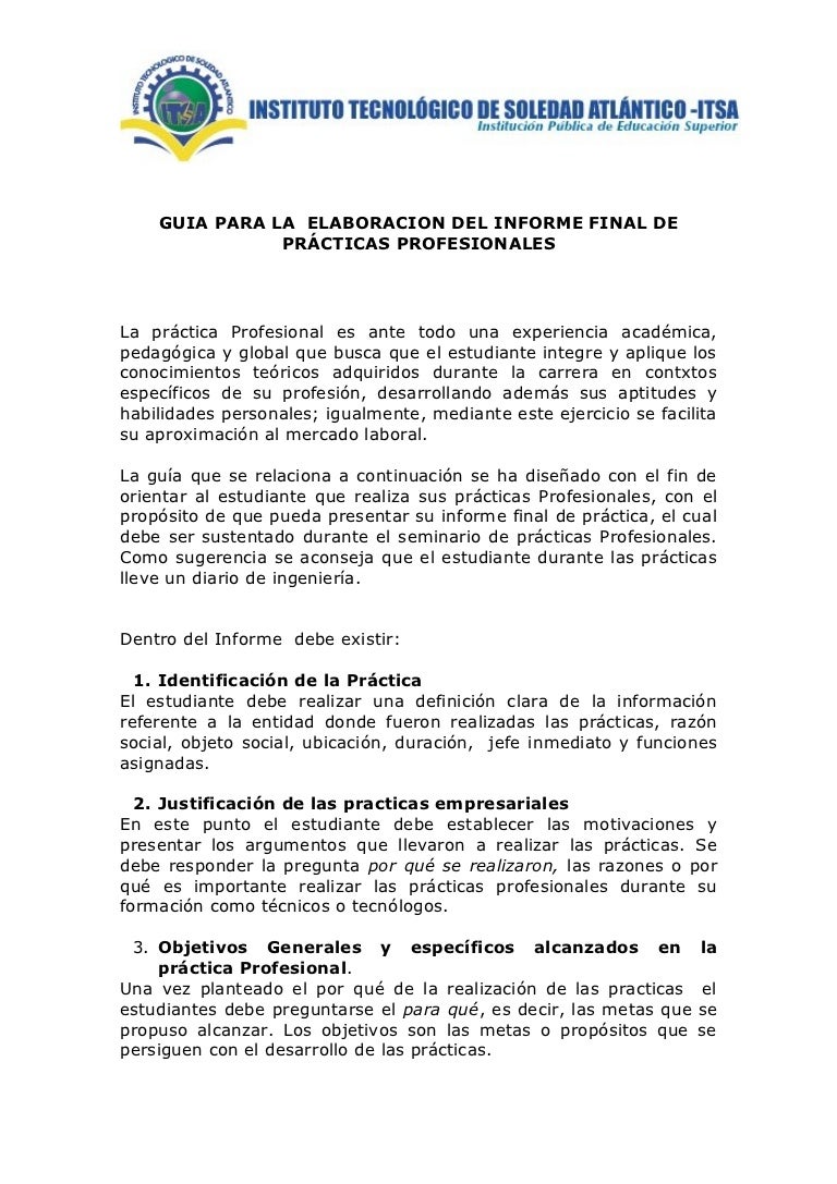 Ejemplo De Reporte De Practicas Profesionales Colección