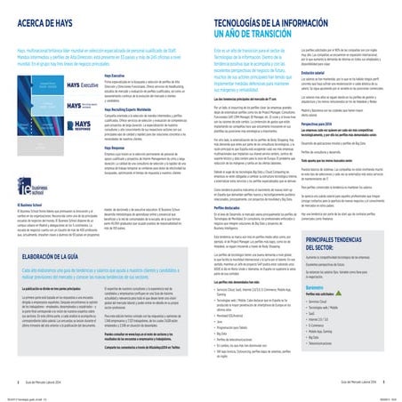 Guia mercado laboral 2014. Tecnología de la información. IT. #GuiaHays2014