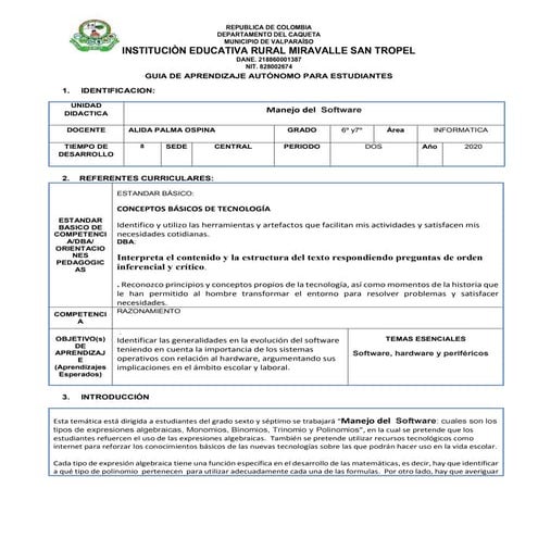 Guia n.1 informatica alida 6y 7 | PDF