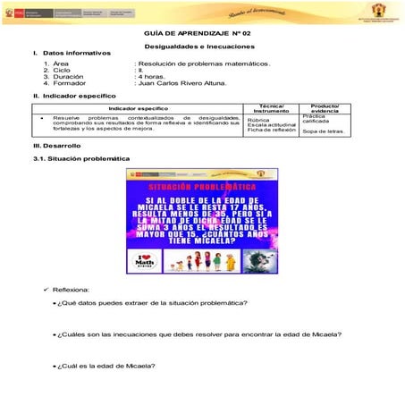 Guia N° 02 resolución de problemas matemáticos II