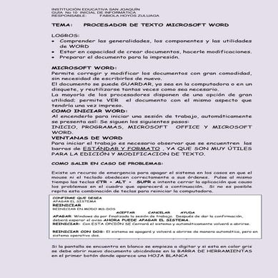 GUIA Nº 10 GENERALIDADES DE MICROSOFT WORD