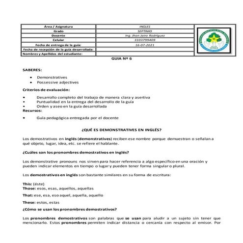 Guia nº 5 ingles   septimo