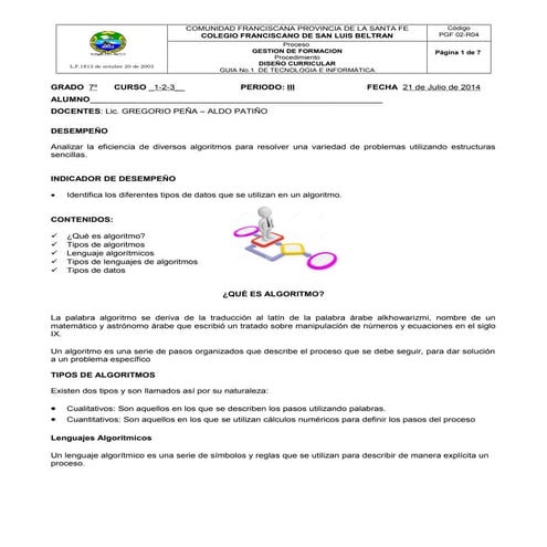 Guía no. 1 grado 7 | DOC