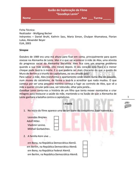 Guiao do filme "Goodbeye Lenin"