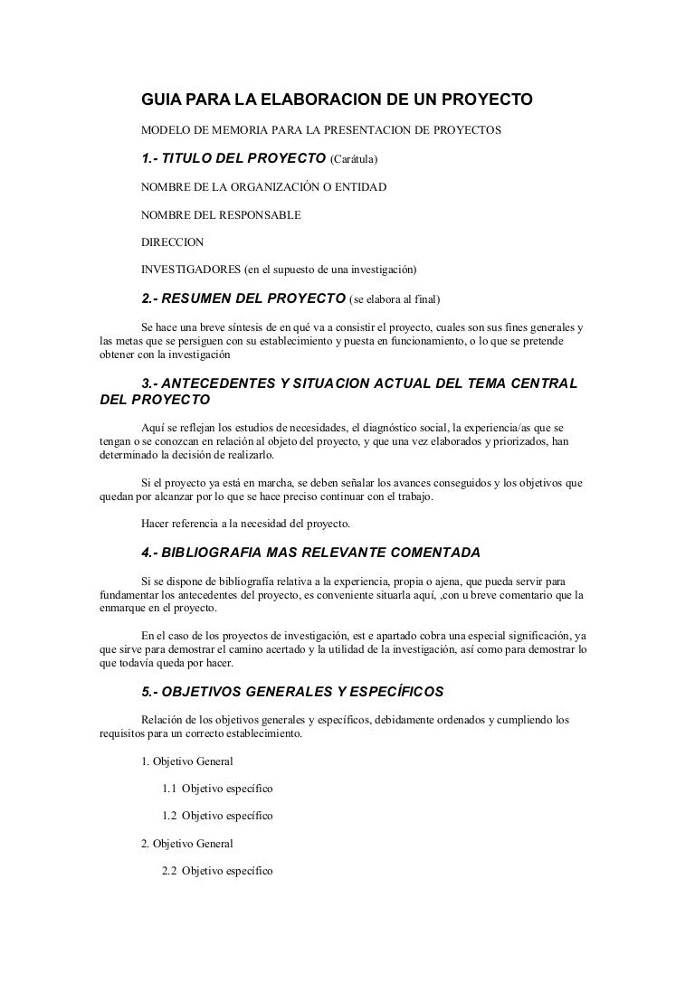 Modelo Para La Elaboración De Un Proyecto – IYSAJP