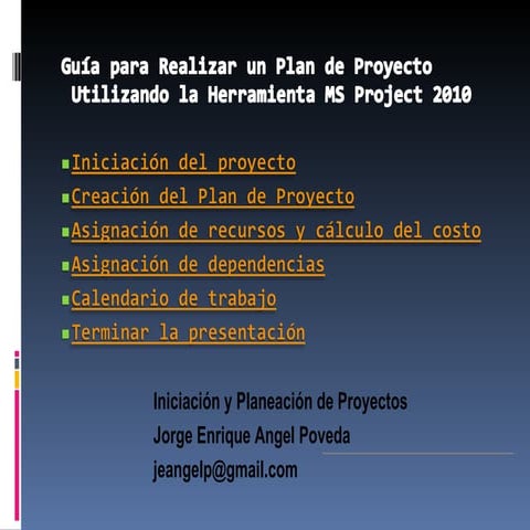 Guia para la Programacion en MS Project 2010