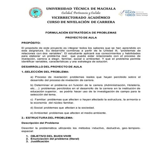 GUIA PARA EL PROYECTO DE AULA | DOCX