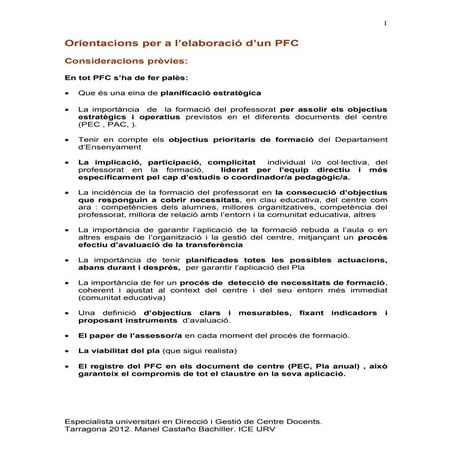Guia per a l'elaboració d'un bon pfc