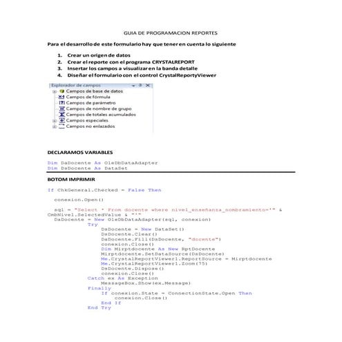 Guia programacion de reportes